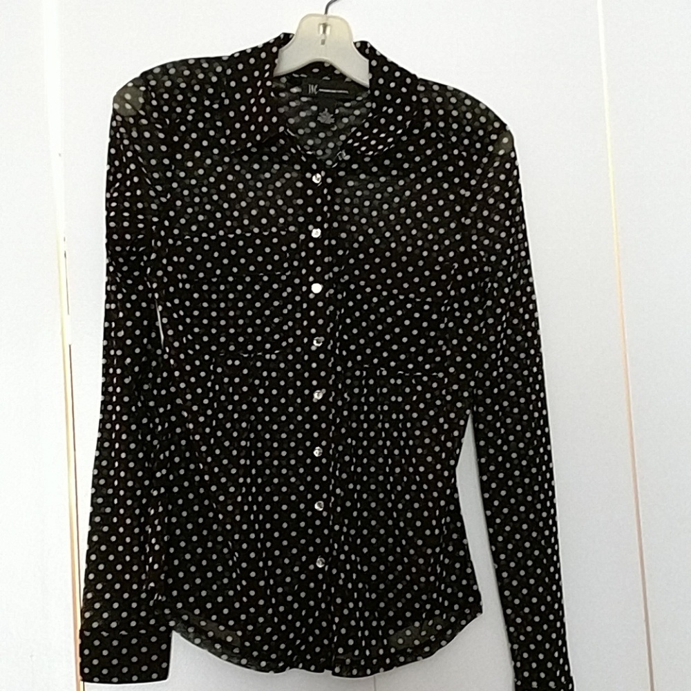 Black and white polka dot blouse